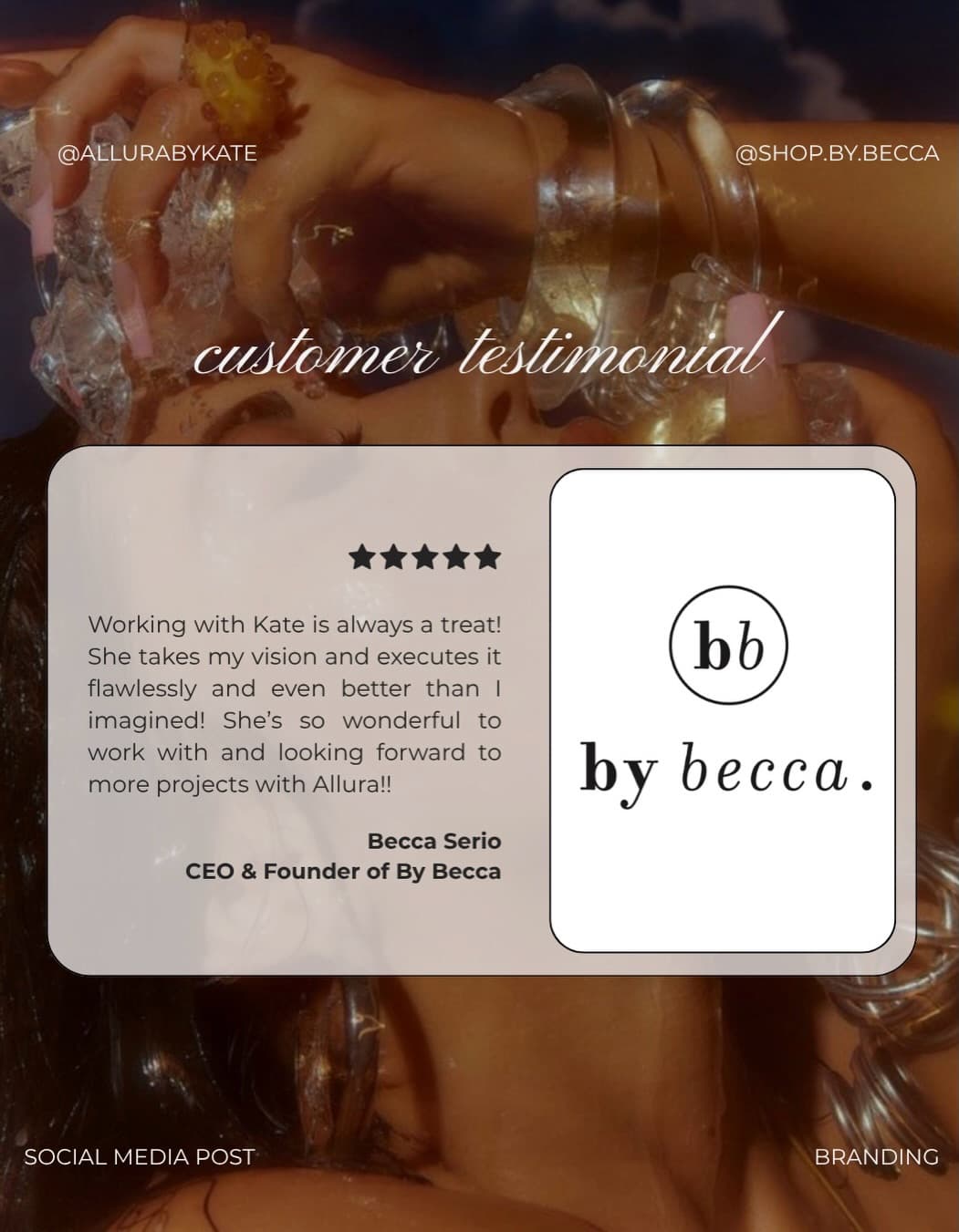 Customer testimonial post for @shop.by.becca